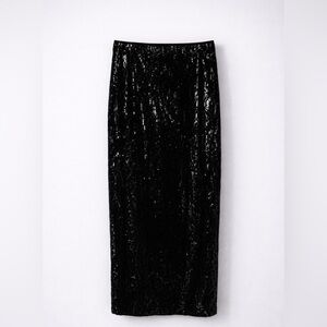 INC International Concepts Black Sequin Skirt